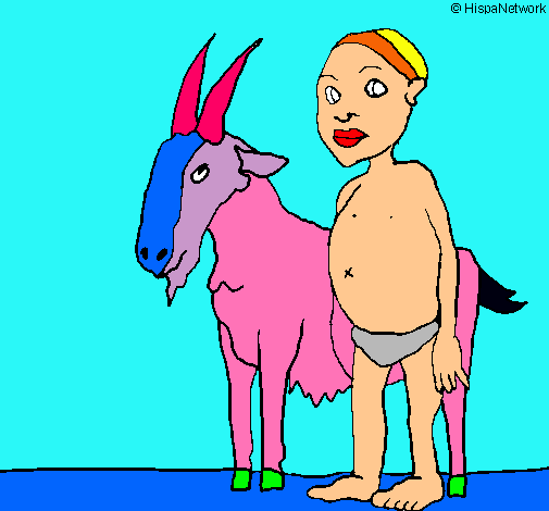 Dibujo Cabra y niño africano pintado por  fghg     