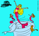 Dibujo Barbie sirena contenta pintado por winx