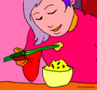 Dibujo Comiendo arroz pintado por ludli