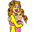 Dibujo Madre e hija abrazadas pintado por Abraso