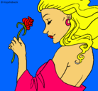 Dibujo Princesa con una rosa pintado por giarella
