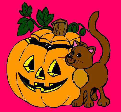 Calabaza y gato