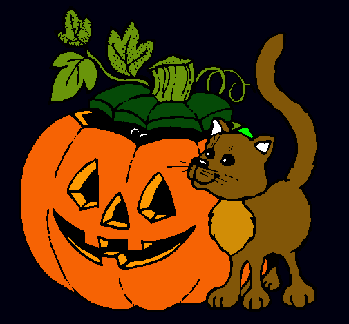 Calabaza y gato