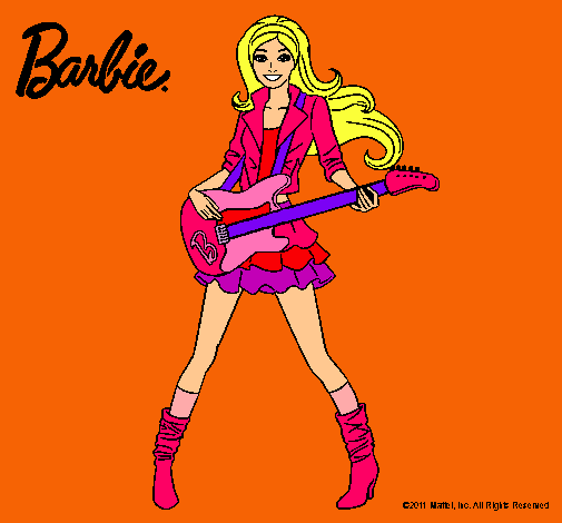 Dibujo Barbie guitarrista pintado por princesisa
