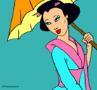 Dibujo Geisha con paraguas pintado por yxsfsydfudgg