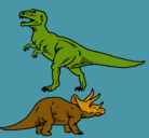 Dibujo Triceratops y tiranosaurios rex pintado por lauber