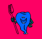 Dibujo Muela y cepillo de dientes pintado por fgdjfgt