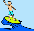 Dibujo Surfista pintado por nadando