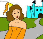 Dibujo Princesa y castillo pintado por anonir