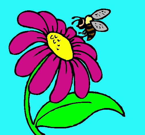 Dibujo Margarita con abeja pintado por jes483