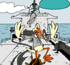Dibujo Cigüeña en un barco pintado por Alive
