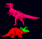 Dibujo Triceratops y tiranosaurios rex pintado por sindro