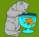 Dibujo Gato mirando al pez pintado por bean_113