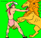 Dibujo Gladiador contra león pintado por sergio77