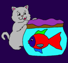 Dibujo Gato y pez pintado por currichipand