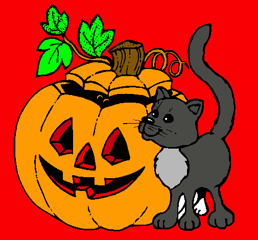 Calabaza y gato