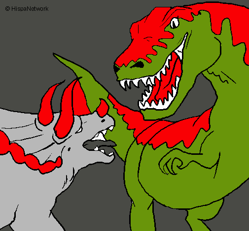 Dibujo Lucha de dinosaurios pintado por eric24475