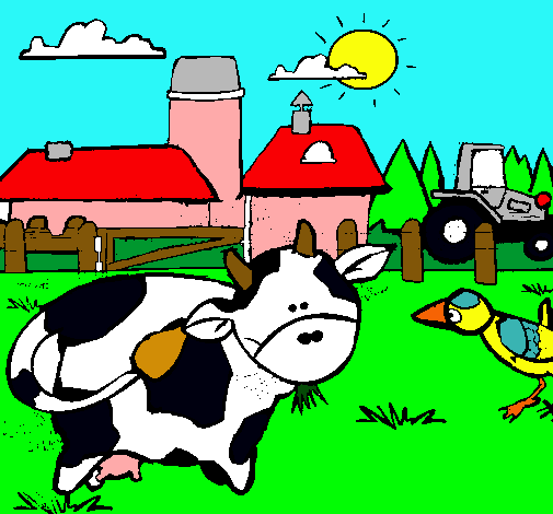 Vaca en la granja