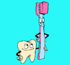 Dibujo Muela y cepillo de dientes pintado por darcy
