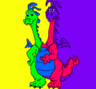 Dibujo Dragón con 2 cabezas pintado por julietavv