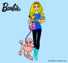 Dibujo Barbie con sus mascotas pintado por veterinaria