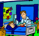 Dibujo Niño hospitalizado pintado por medico