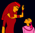 Dibujo Madre e hijo egipcios pintado por monito 