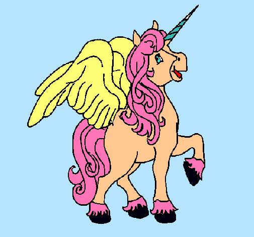 Dibujo Unicornio con alas pintado por FRIDASADE