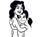 Dibujo Madre e hija abrazadas pintado por tonchor