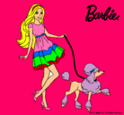 Dibujo Barbie paseando a su mascota pintado por saltaria