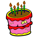 Dibujo Pastel de cumpleaños 2 pintado por torta