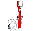 Dibujo Muela y cepillo de dientes pintado por Nikkyppt