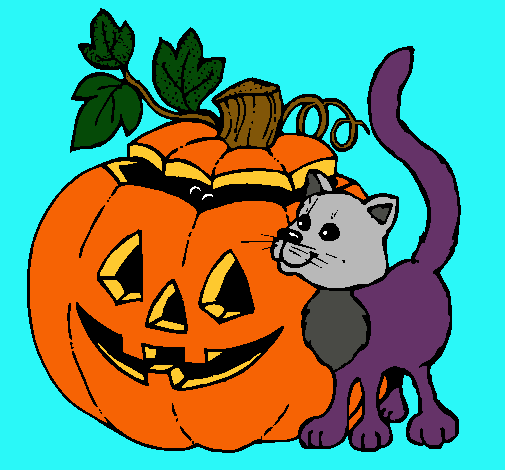 Calabaza y gato