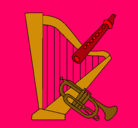 Dibujo Arpa, flauta y trompeta pintado por garielkis