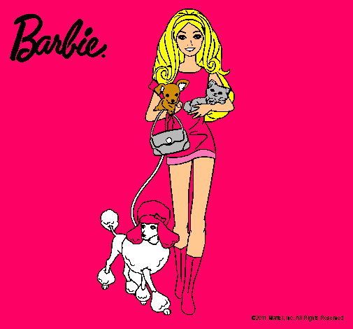 Dibujo Barbie con sus mascotas pintado por Ultralili2