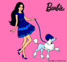 Dibujo Barbie paseando a su mascota pintado por estrella24