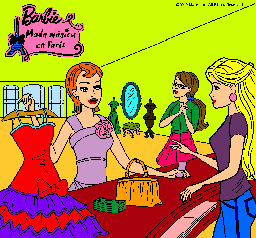 Dibujo Barbie en una tienda de ropa pintado por Briisita