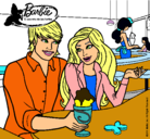 Dibujo Barbie y su amigo en la heladería pintado por ken-barbi