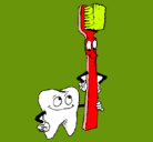 Dibujo Muela y cepillo de dientes pintado por sebastian1