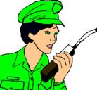 Dibujo Policía con el walkie pintado por rteeee