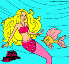 Dibujo Barbie sirena con su amiga pez pintado por winx