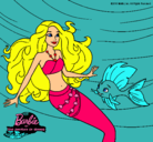 Dibujo Barbie sirena con su amiga pez pintado por osiris