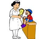 Dibujo Enfermera y niño pintado por yiney