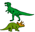 Dibujo Triceratops y tiranosaurios rex pintado por jhok