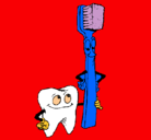 Dibujo Muela y cepillo de dientes pintado por evarp