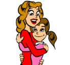 Dibujo Madre e hija abrazadas pintado por Lakito