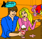 Dibujo Barbie y su amigo en la heladería pintado por luquitac8