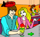 Dibujo Barbie y su amigo en la heladería pintado por yalla
