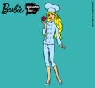 Dibujo Barbie de chef pintado por rosas