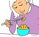 Dibujo Comiendo arroz pintado por ZULIA